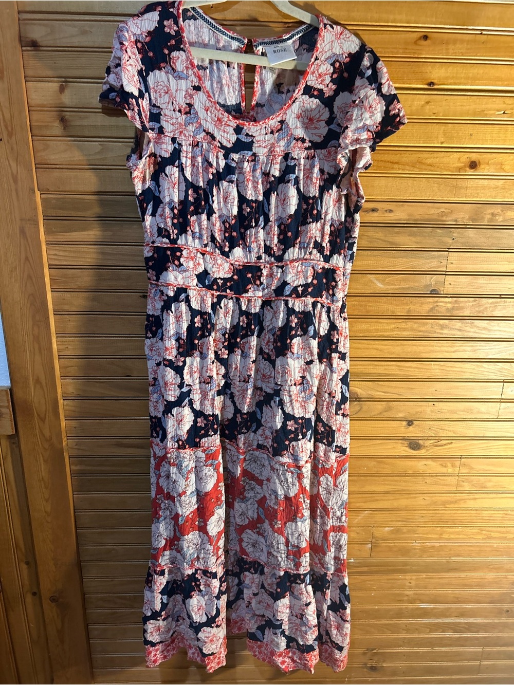 Knox Rose Navy Floral Maxi Dress with Pink Accents